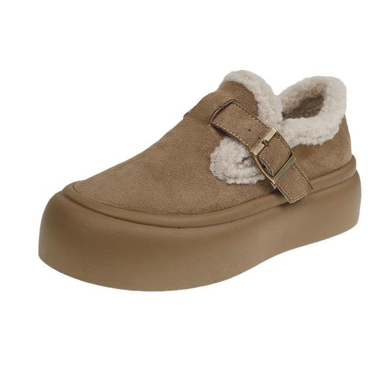 Winter Thick-soled Velvet Thickened Snow Boots Women's New Versatile Muffin Cotton Shoes Fluff