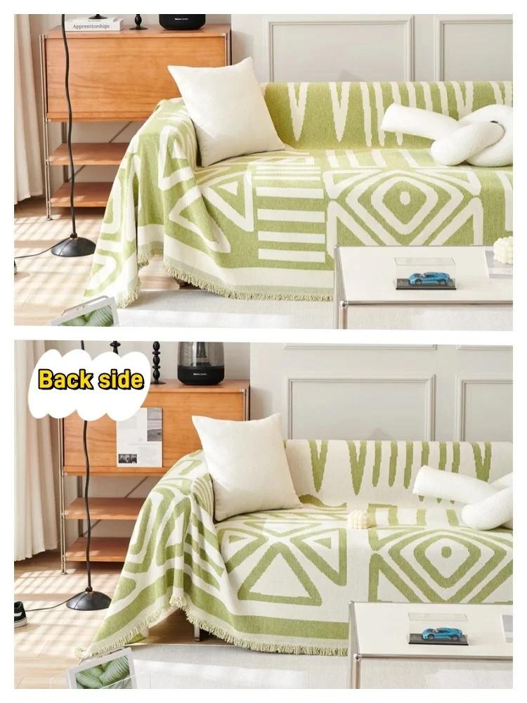 Bohemia Style Chenille Sofa Towel with Tassels Double-side Living Room Camping Picnic Large Blanket Leisure Relax Beach Towel