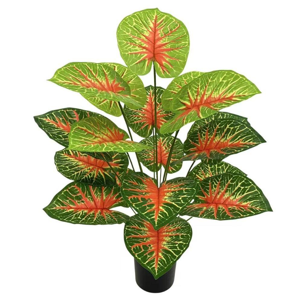 18 Leaves Artificial Tropical Taro Leaf Lifelike Green Taro Leaves  Office Desktop Decoration