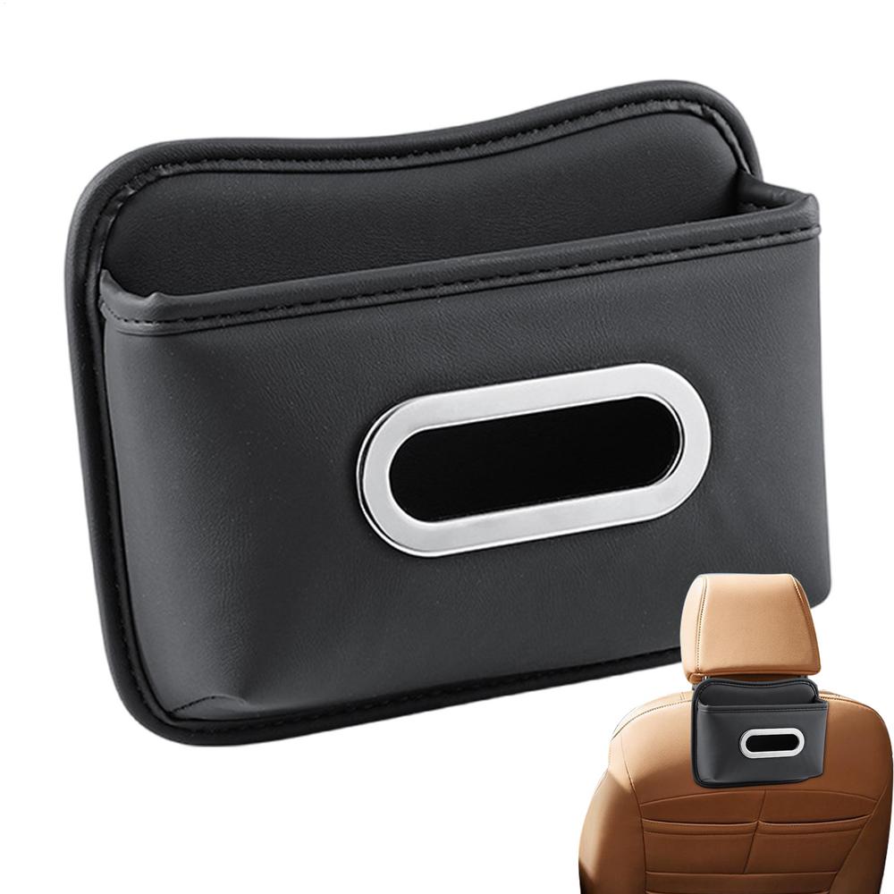 Car Tissue Box Leather Adhesive Vehicle Accessories Car Napkin Holder For Seat Back Armrest Console Sun Visor SUV Truck Home