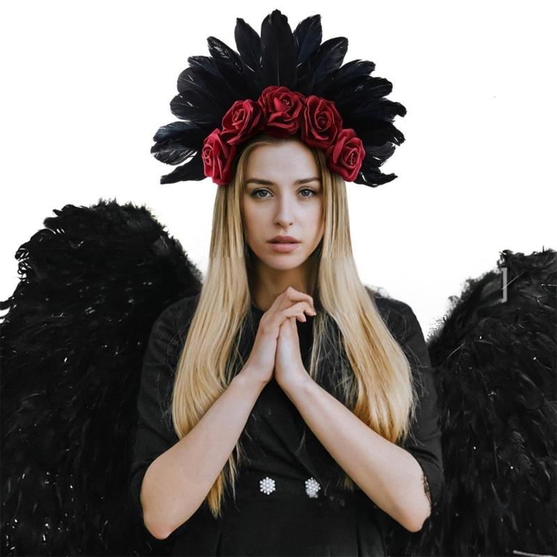 Zartes Feder-Blumen-Haarband für Halloween-Kostümpartys und Maskeraden Festliches Stirnband Party-Haardekoration