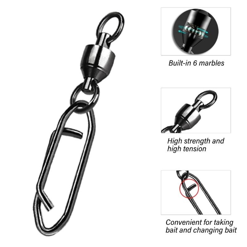 25Pcs Fishing Clip Fishing Tackle Swivels Speed Clip Bearing Swivels Quick Change Snap Connector Power Clip