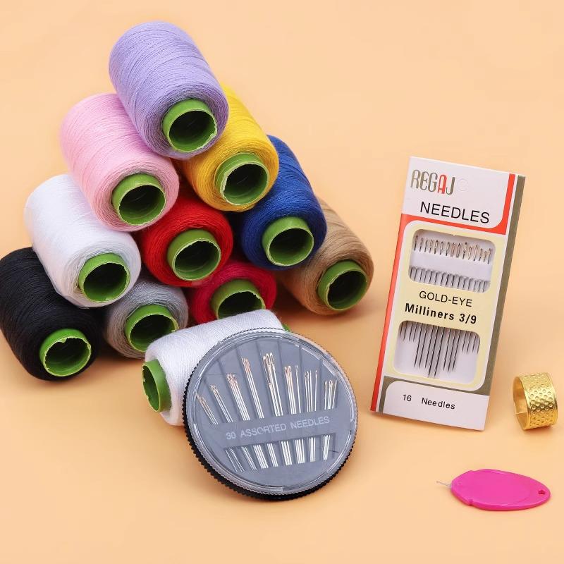 Black & White DIY Sewing Thread and Needle Set for Mending and Handcrafts
