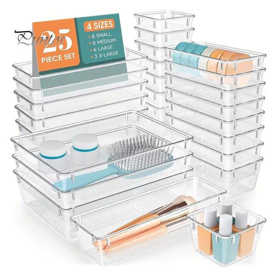 

Набор органайзеров для ящиков, большая вместимость, многоцелевой прозрачный ящик для хранения, органайзер для туалетного столика с косметикой C