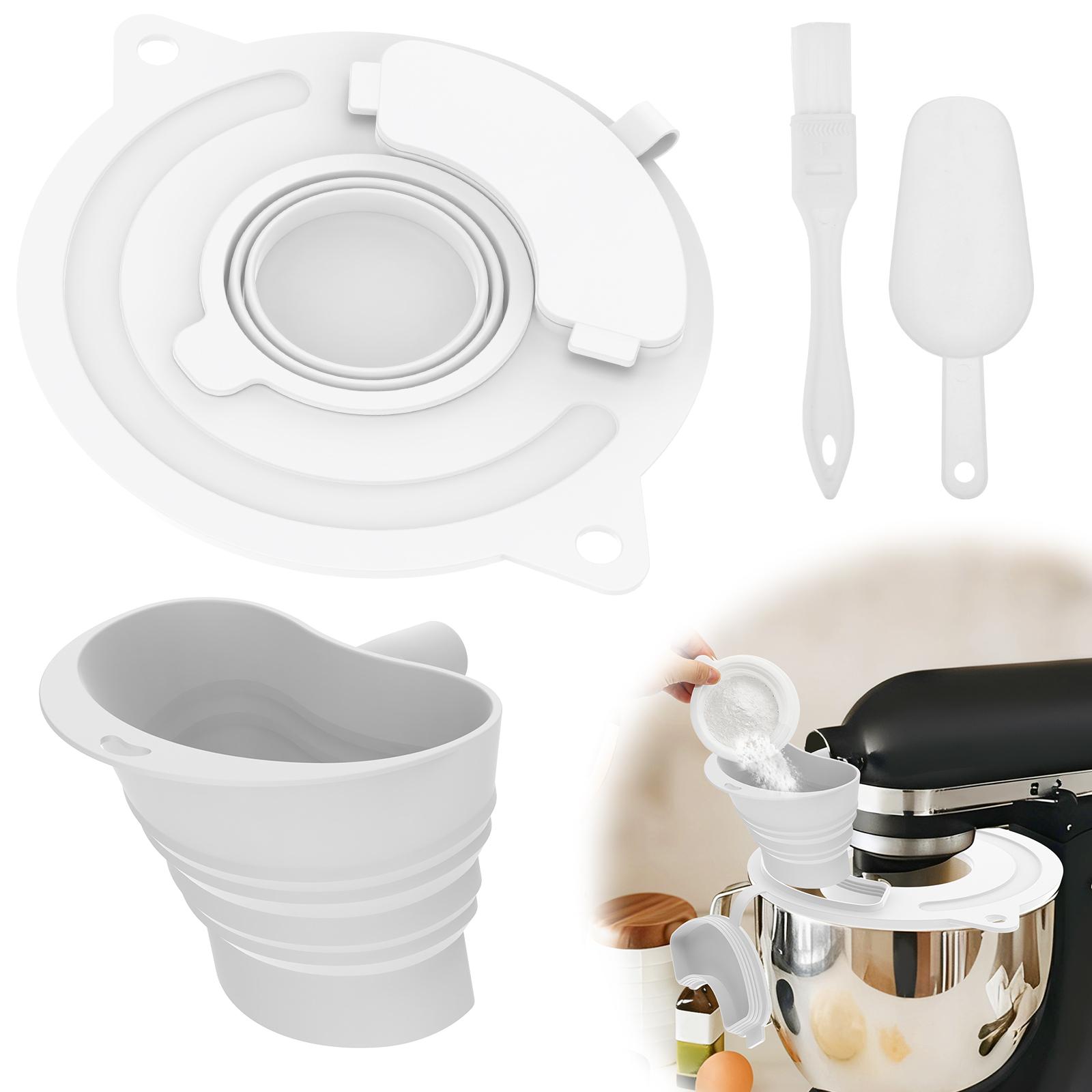 

Silicone Mixer Bowl Cover Stand Mixer Bowl Lid Tight Sealing Stand Mixer Bowls Cover Flour Funnel for 4.5-5 Quart Mixers Bowls