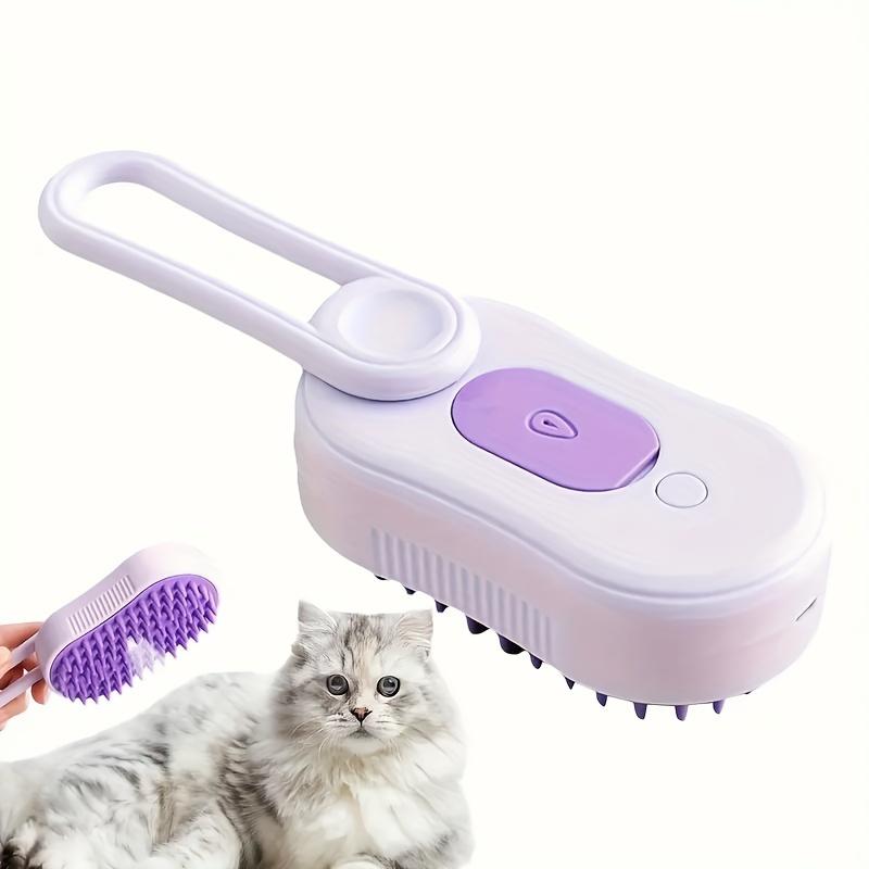 3-in-1 Steam Pet Grooming Brush - USB Rechargeable, Foldable Cat & Dog Beauty Tool with Silicone Bristles, Ideal for Long & Short Hair,