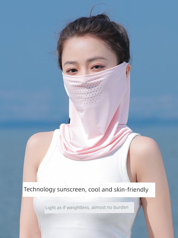 Summer Sun Protection Mask, Ear-Hanging Cycling Face Mask, Neck Gaiter, Ice Silk Headscarf, Men's and Women's Outdoor Sports Fishing