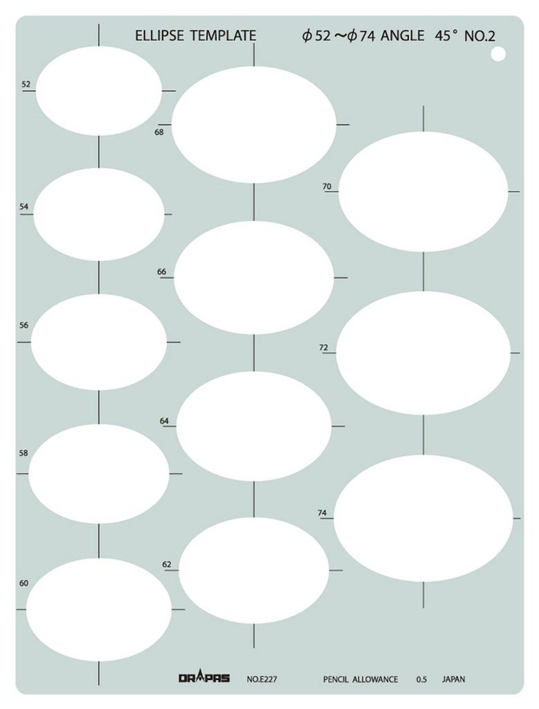 Drapes Template E227 Oval Ruler 45 Degrees No.2 31227