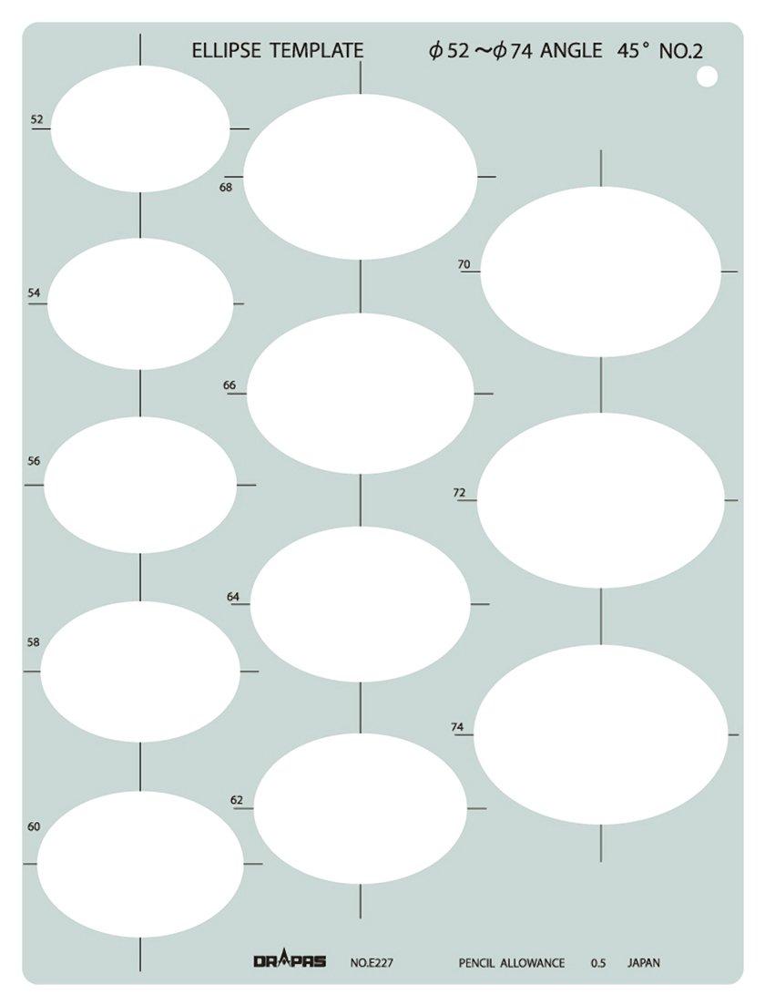 

Drapes Template E227 Oval Ruler 45 Degrees 31227 No.2