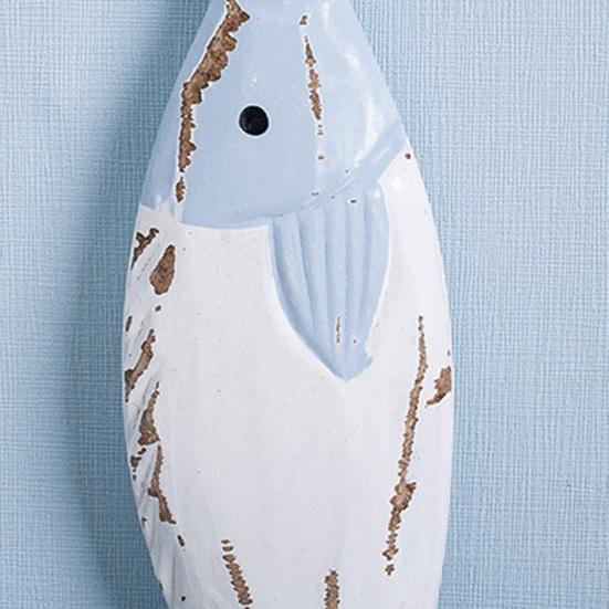 Small Fish Pendant with Hemp Rope Easy To Hang No Drilling Handmade Solid Wood Coastal Style Wall Ornament