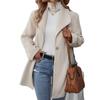 2025 Herbst Winter Damenmode Einfarbig Revers Strickjacke Wollmantel