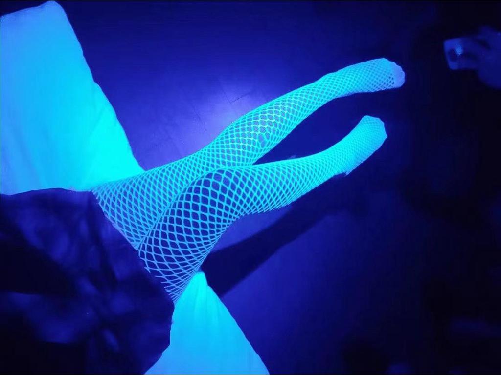 Svítící punčochy ze síťoviny ve tmě - Sexy, zeštíhlující, fluorescenční punčochové kalhoty s dutým designem