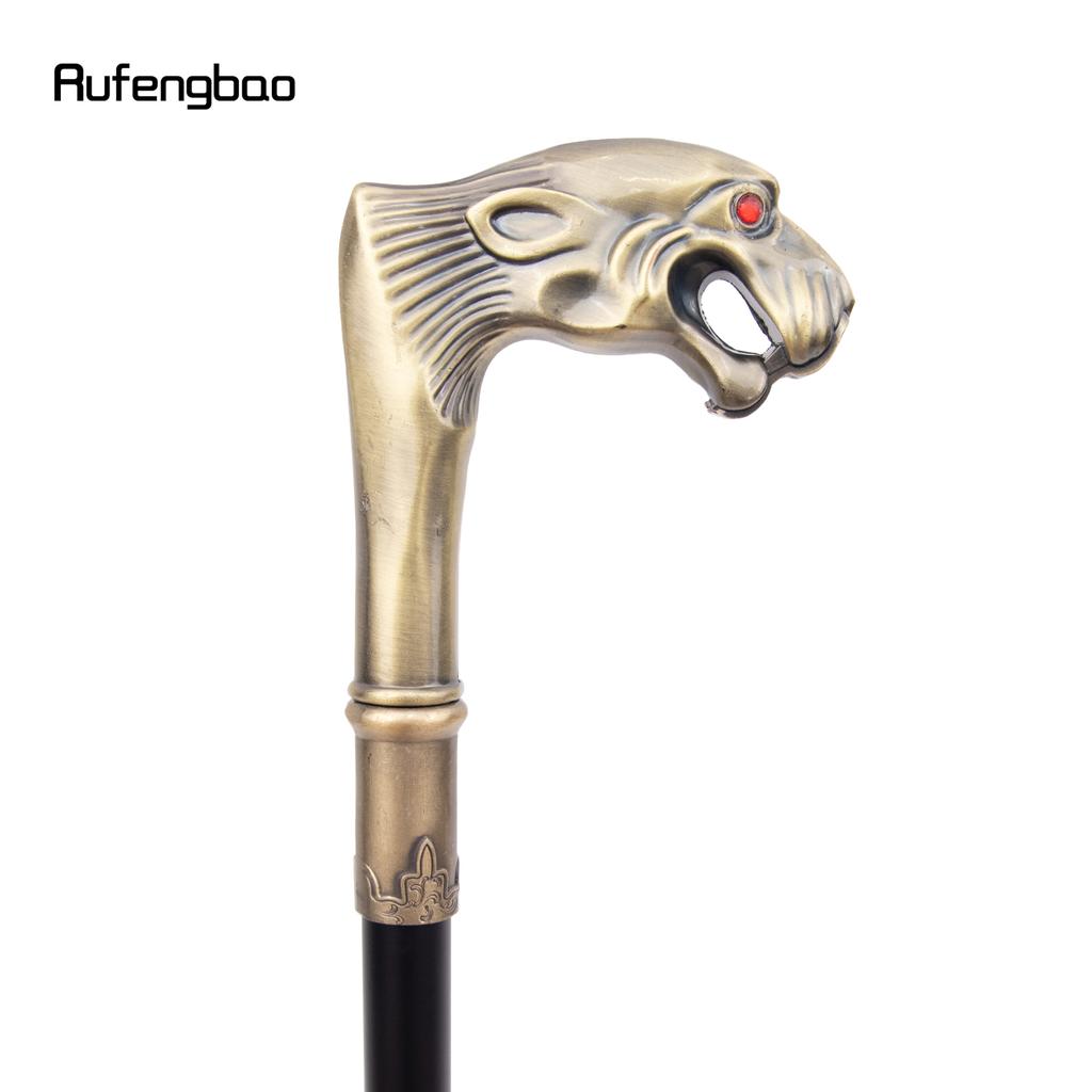 Copper Leopard Red Eye Luxury Fashion Cosplay Walking Stick Party Decorative Cane Elegant Crosier Knob Stick 92cm