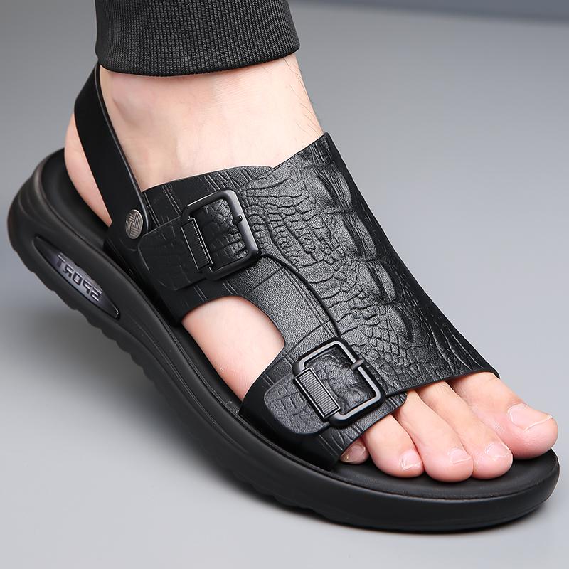 Fashion Business Summer Men's Shoes Minimalist Gentleman Casual Style Dress Up for Daily Office Work Outdoor Black Sandal Breathable