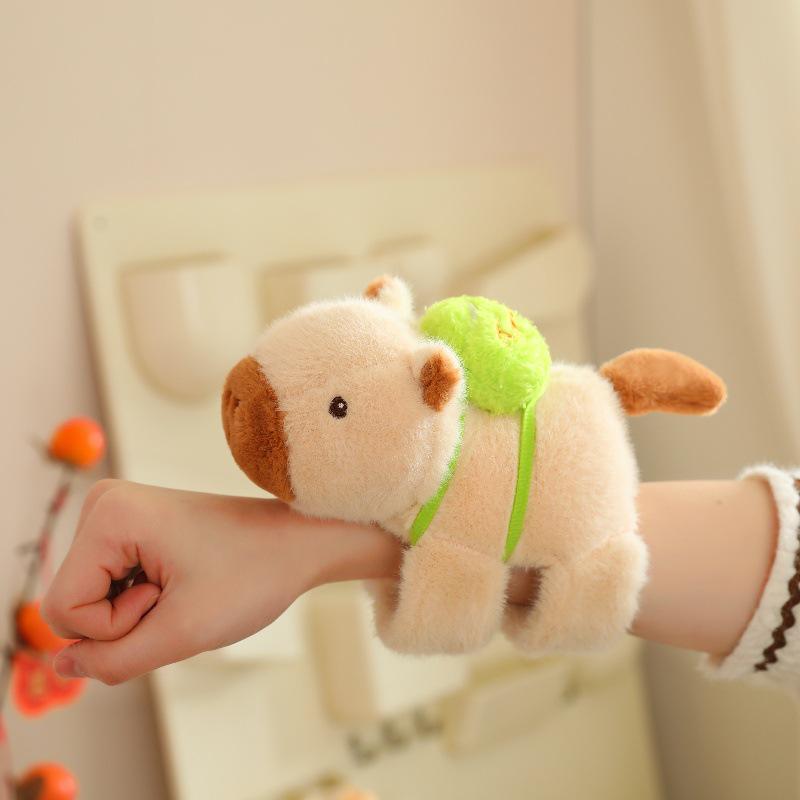 Snotty Bear Capybara Plush Toy: Cute Baseball Cap Keychain with Snap Bracelet