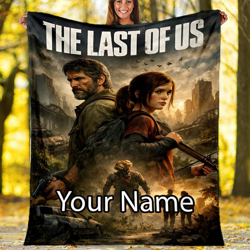 Custom Name The Last of Us Theme Printed Blanket - Perfect for Couch, Bed, Travel & Outdoor Use | Machine Washable, Cozy & Durable.