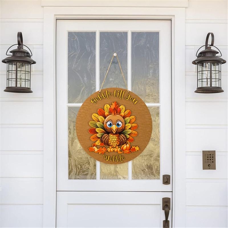 Harvest Themed Turkey Front Door Sign Seasonal Plywood Decoration for Entryway Stylish Thanksgiving Party Supplies