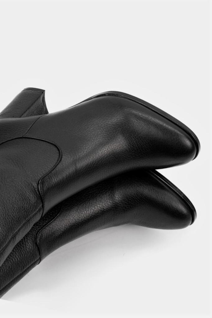 Bottes modernes et élégantes pour femmes, bottes en cuir véritable noir