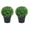 Vidaxl Artificial Boxwood Ball In Pot, 2 Pcs, Green, 32 Cm