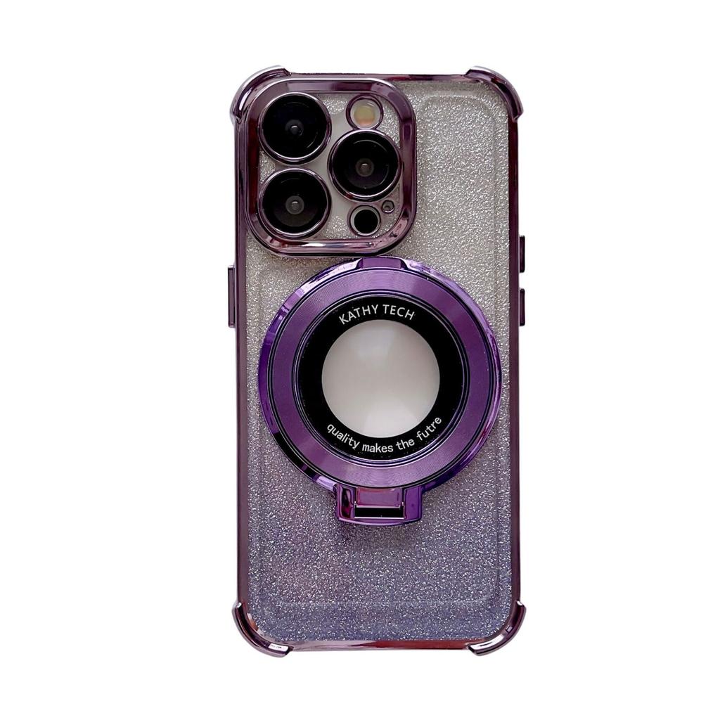 Space case Magnetic suction bracket is suitable for iPhone17 mobile phone case electroplating four corners anti-drop Apple 16 all-inclusive protective