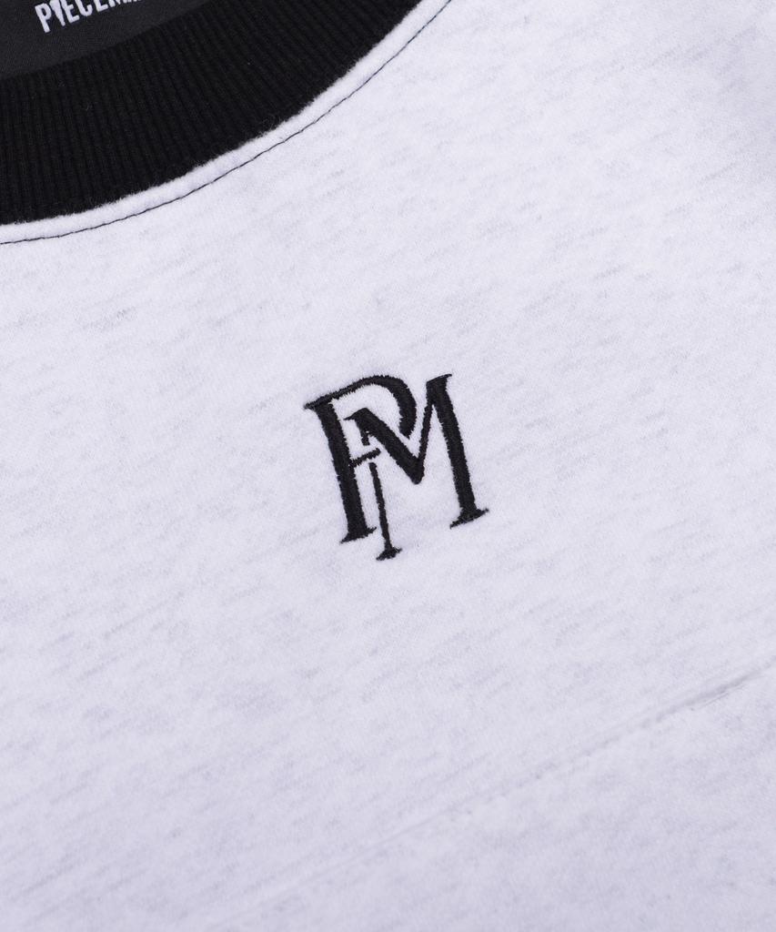 PEACE MAKER Official Stitch Crop Sweatshirts (White Melange)