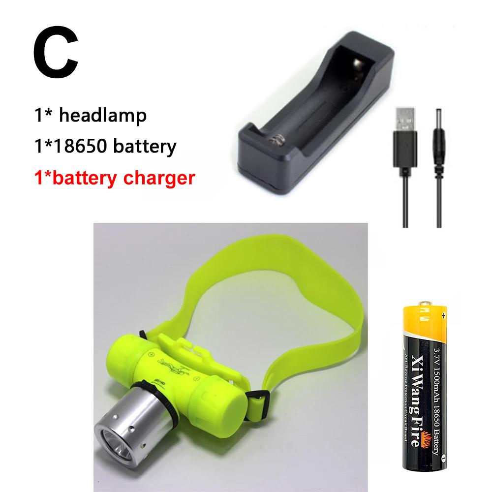 Super Bright Diving Swimming Lamp T6 LED Underwater Waterproof 60m Diving Headlamp Headlight Dive Flashlight Head Light Torch