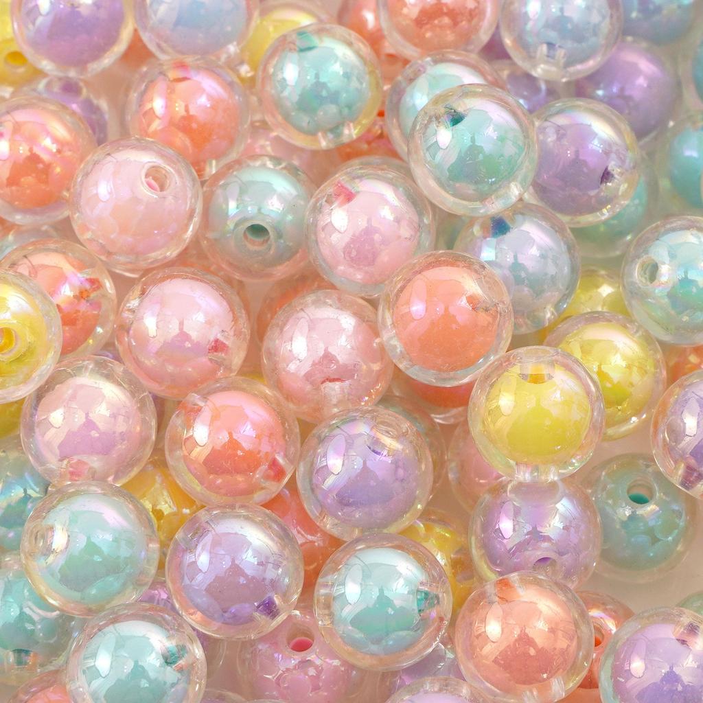 50 stk Akrylperler Belagt Fargede Løse Runde Perler For Smykkefremstilling DIY Halskjettingtilbehør