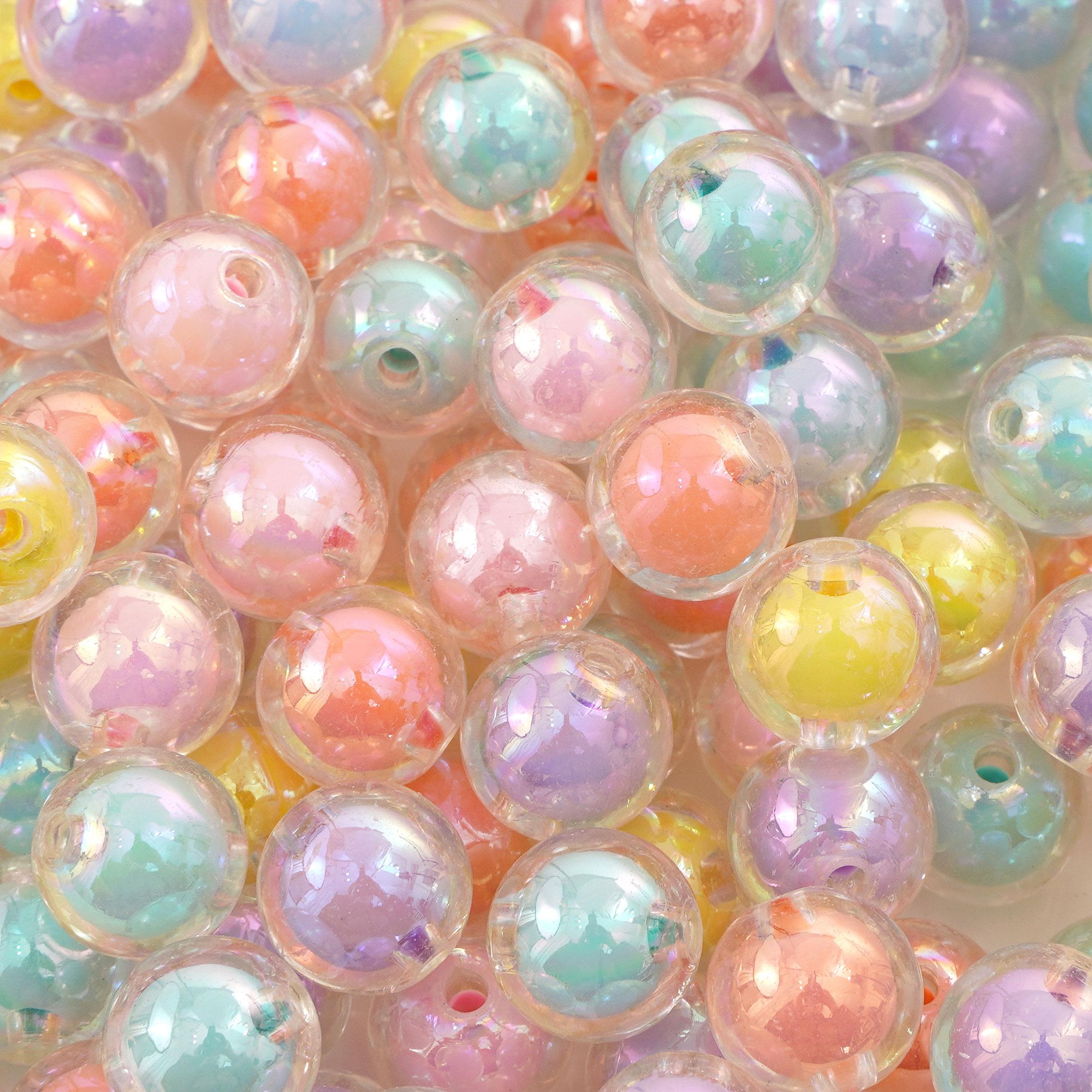 50 шт. Акриловые бусины с цветным покрытием, Свободные круглые бусины для изготовления ювелирных изделий, DIY аксессуары для ожерелья 12mm 50pcs разноцветный