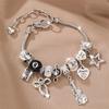 Copper Beaded Bracelet With Zircon Heart Pendant For Women Casual Jewelry Gift