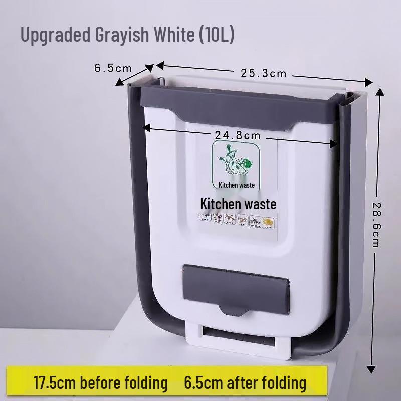 Folding Wall-Mounted Kitchen Trash Can - Large Capacity, Cabinet Door Hanging Waste Basket for Creative Waste Classification