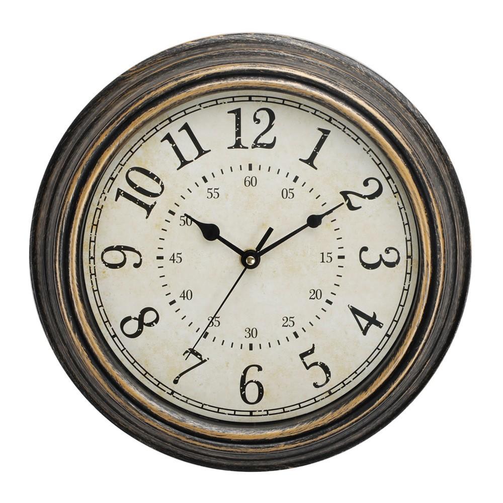 Retro Artificial Aging Decorative Wall Clock American Round Quartz Wall Decorative Clock 12 Inches Home Living Room Accessories