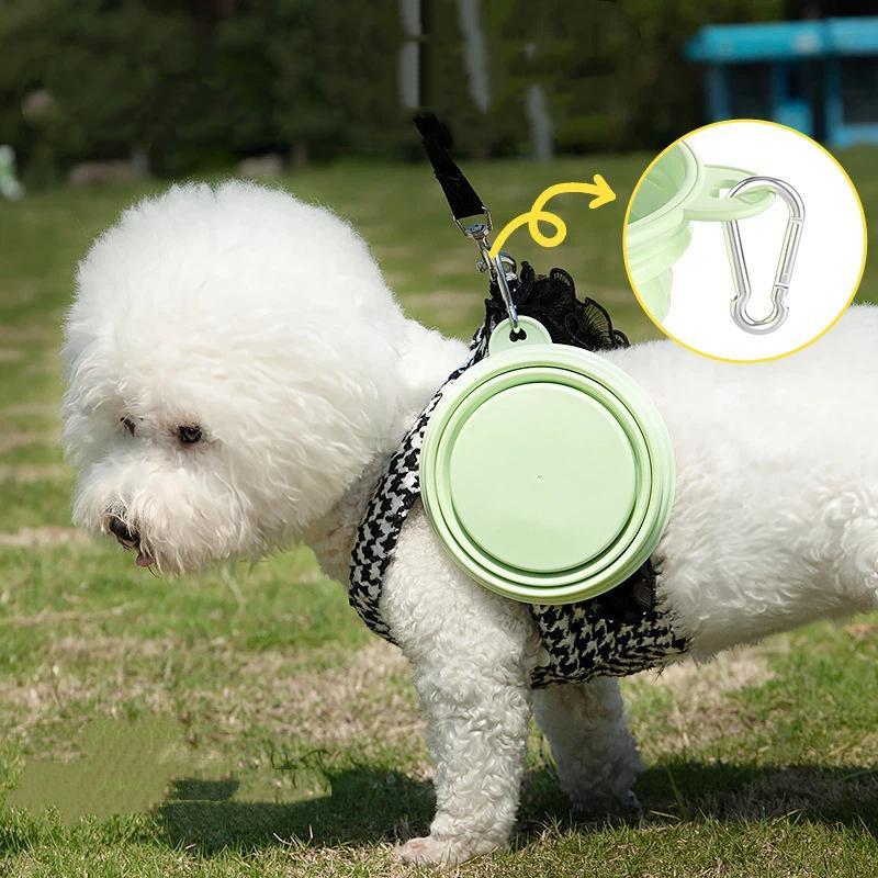 Macaron Folding Bowl For Dogs Going Out Portable Folding Bowl Pets Eating Bowl Outdoor Drinking Bowl Drinking Water