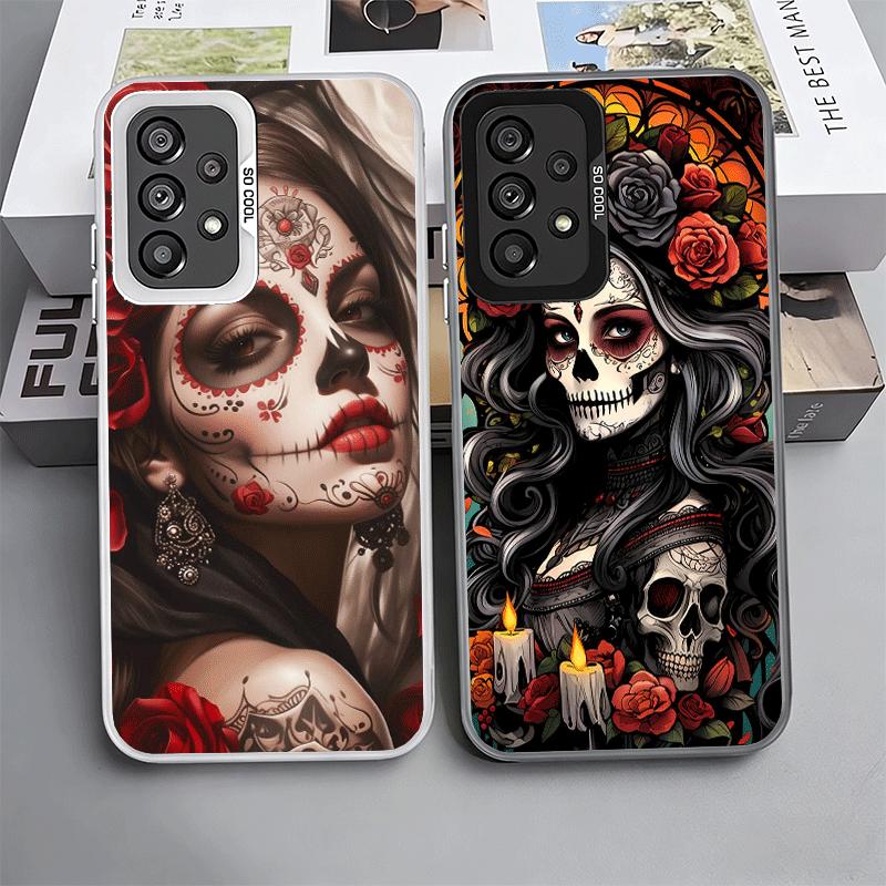 Catrina Beautiful Rose Girl Skull Soft Phone Case for Samsung A17 A16 A15 A14 A13 A57 A56 A55 A54 A53 A37 A36 A35 A34 A33 A26 A2