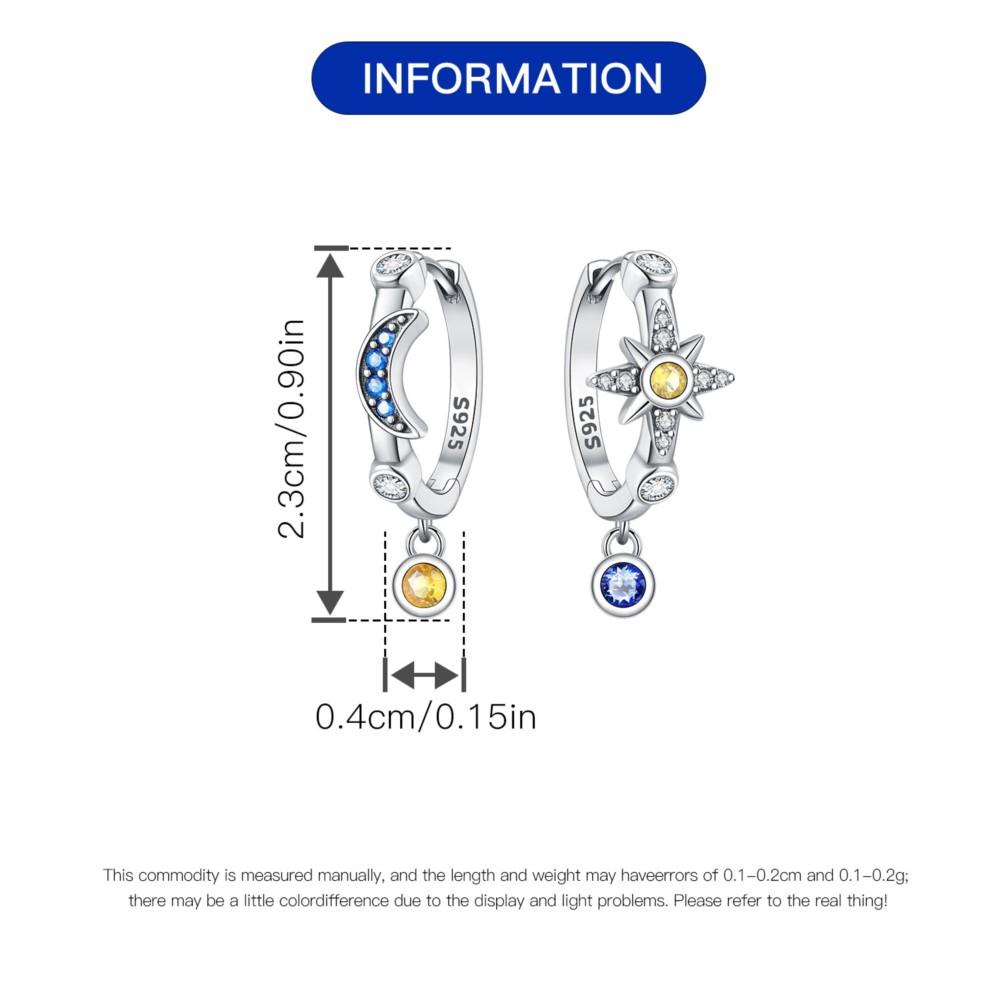 925 Silver Mysterious Star Moon Earrings Jewelry Versatile Hoop Earrings For Women Jewelry Birthday Party Fine Gifts