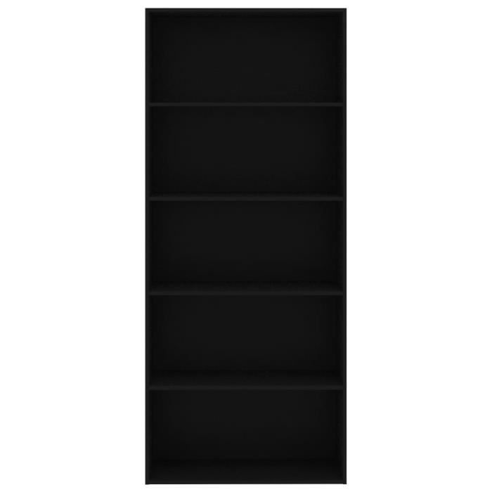 Bibliothèque - VIDAXL - 801027 - 5 étagères - Bois d'ingénierie - Noir mat