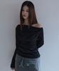 5OML Off-Shoulder Drape Long Sleeve Black