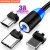 3A LED magnetisches USB-Kabel, schnelles iPhone-Laden, Typ-C-Kabel, Magnet-Ladegerät, Datenladung, Micro-USB-Kabel, Handy-Kabel, USB-Kabel