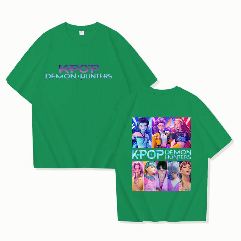 New K-Pop Demon Hunters Print T-shirts Women Men Summer Cool Short Sleeve Female Casual T-shirts Round Neck Tops