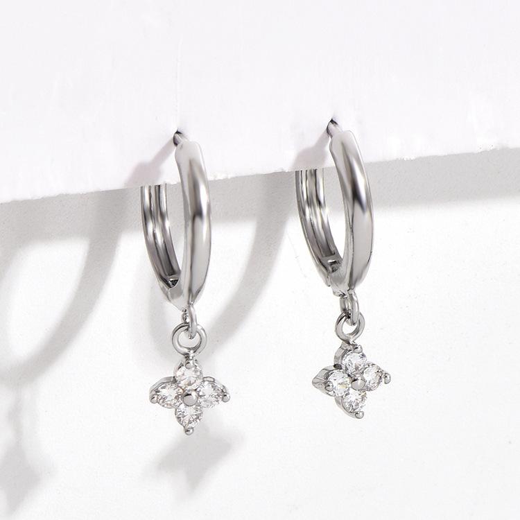High-quality 925  Silver Crystal Fashion Circle Hoop Earrings for Woman Wedding Party Gift  Street Versatile Jewelry