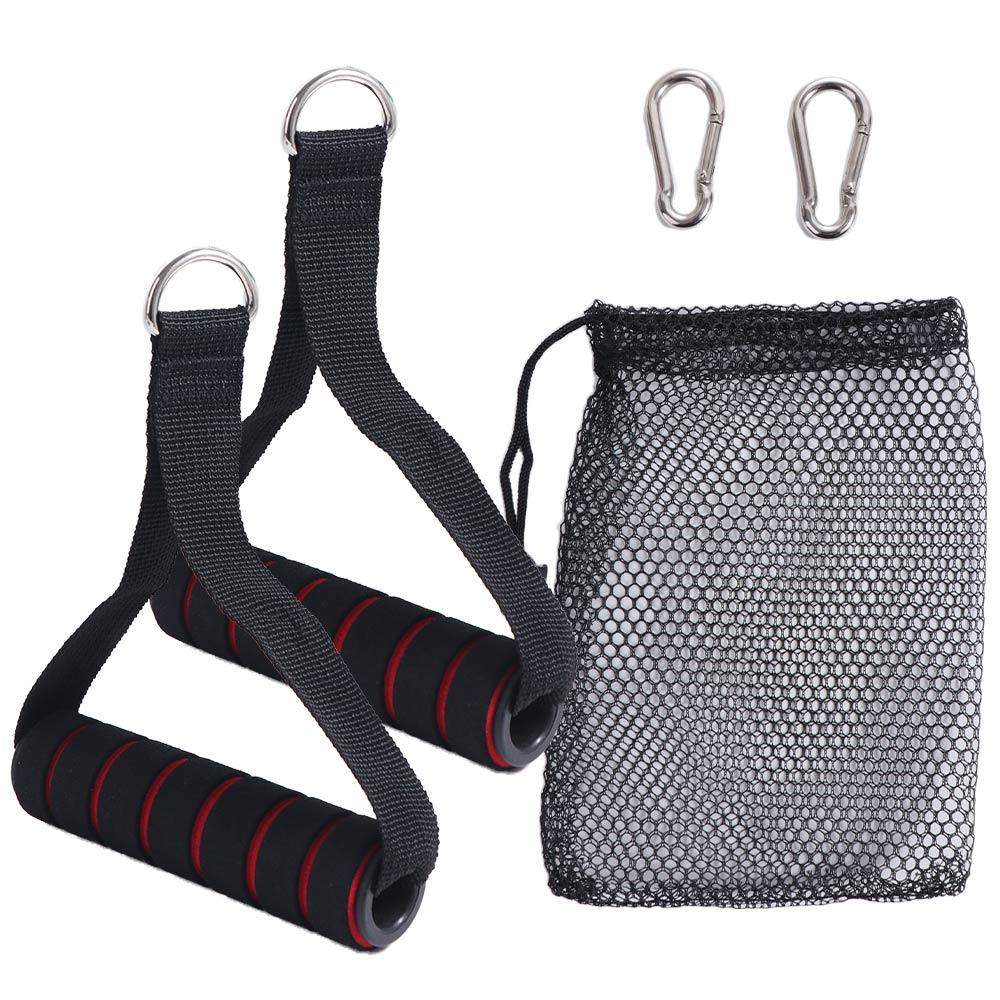 Metal D-Ring Metal Gym Handles Grip D-Ring Heavy Duty Handle with Hook Black&Red Foam Handle Pull Rope Handle