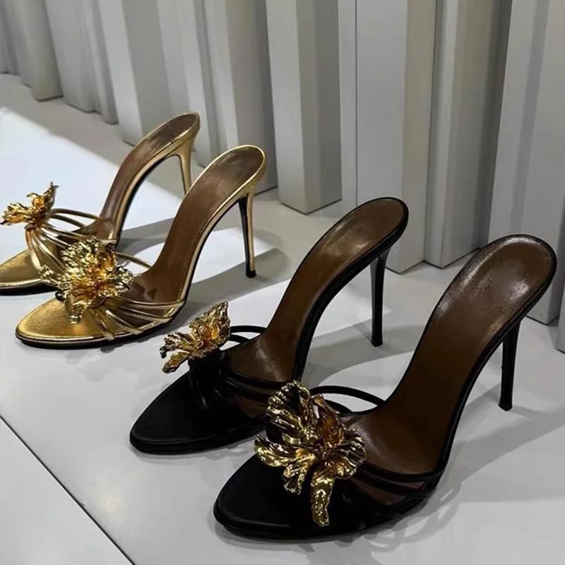Tacchi Alti Floreali Pantofole Donna Scarpe Moda Eleganti Estive Tacchi a Spillo Décolleté Sexy Sandali Donna Lusso Infradito Donna 2025