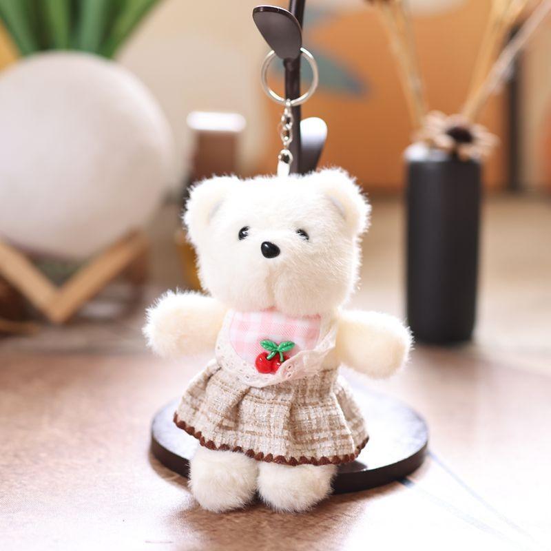 Cartoon Cute Bear With Cherry Scarf And Skirt Plush Toy Pendant Keychain