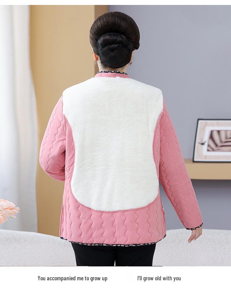 Plus Size 200 Jin Women's Cotton Jacket for Indoors/Outdoors - Fleece-Lined Back Protection for Middle-Aged & Elderly