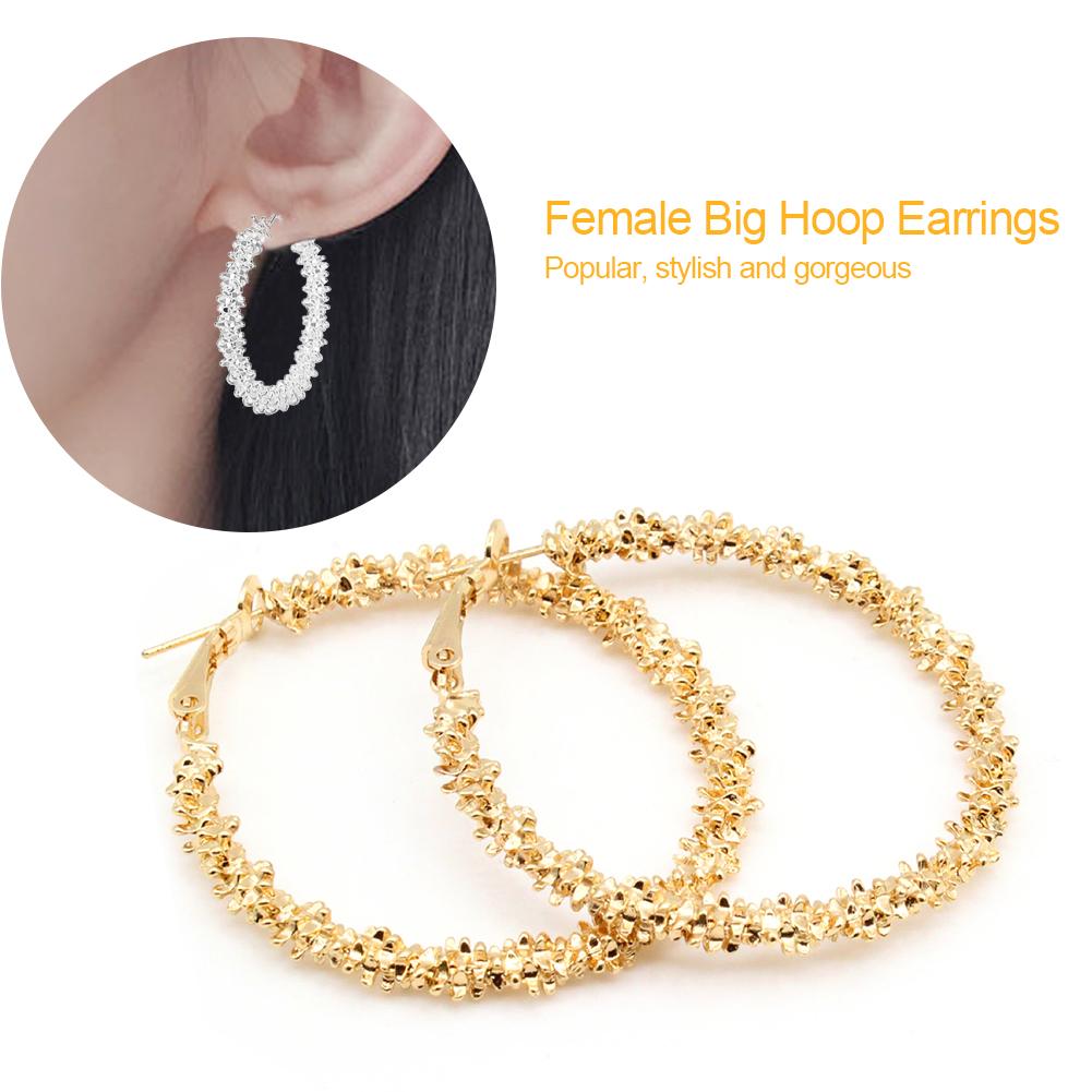 

Women Big Hoop Earrings Large Loop Circle Alloy Jewelry Ear Rings (Gold)