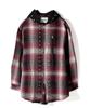 Kodeu Zipper Pocket Hooded Studded Shirt_Rd
