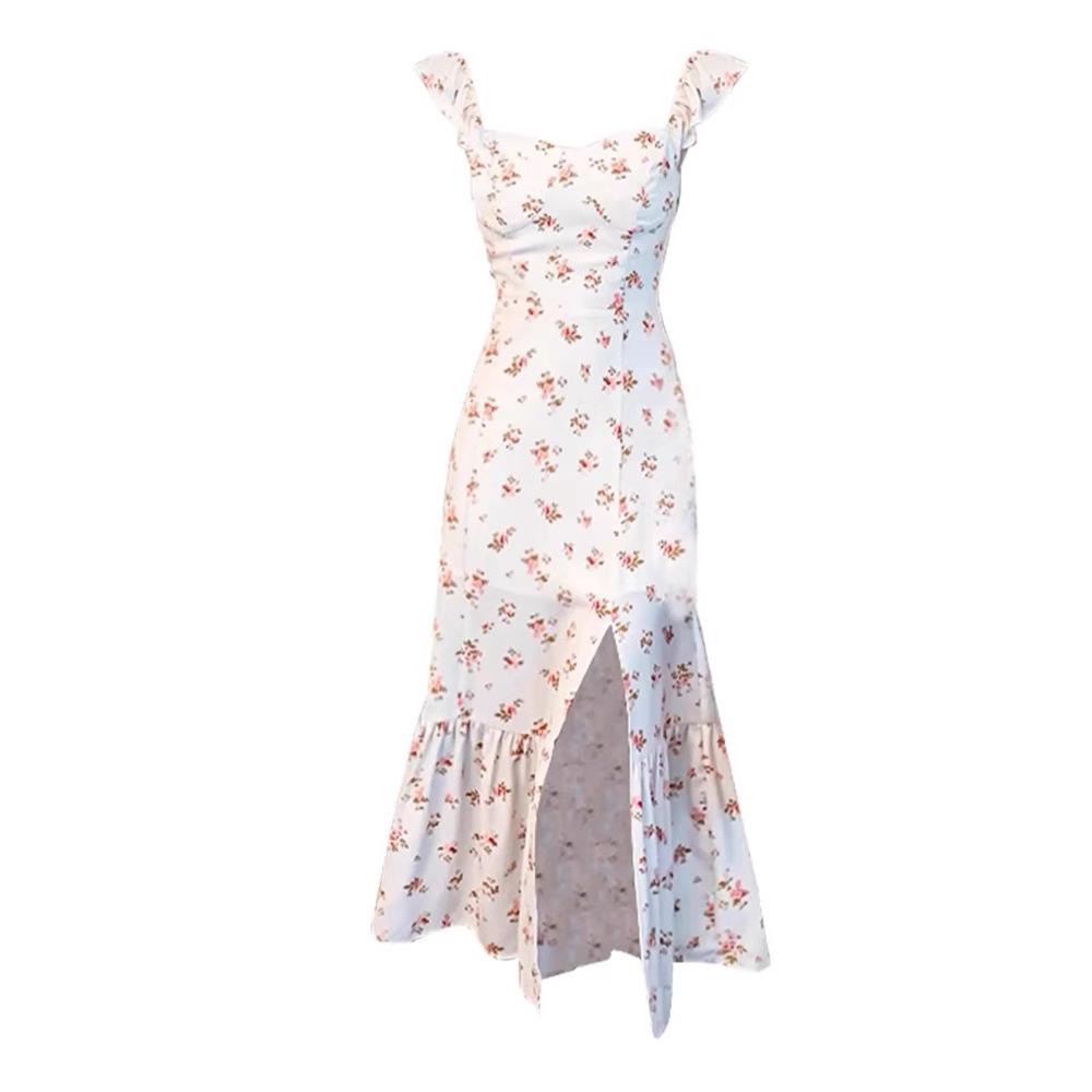Xiaofei Sleeve Floral Dress for Women's Summer New Super Good-looking Gentle Wind French Sweet First Love Temperament Long Dress