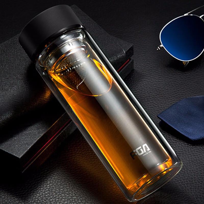FUGUANG Double-Layer Portable Glass Tea Cup X1627