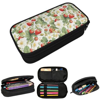 Fresh Strawberry Floral Pattern Pencil Case for Boy Girl School Pen Box Pencil Bag Stationery Supplies Pen Holder Bag