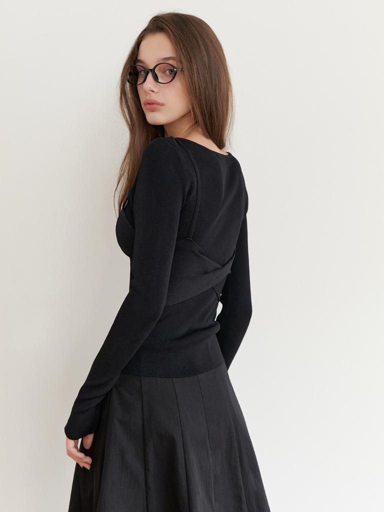 Liel Villa Bustier Knit_2Piece (Black)