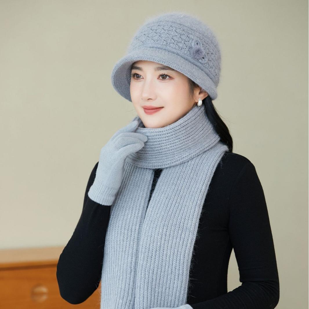 

Man Hat Lady Grandma Warm Knitted Wool Hat Mom Hat Winter Old Lady Cold Hat Scarf average size